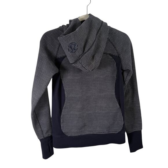 Lululemon Scuba Lined Hoodie Blue Double Polka Dot Full Zip Cropped Womens 4 - Picture 5 of 7